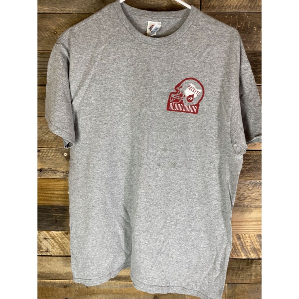 Delta Pro Weight T-Shirt Men’s Gray L Buckeye Blood Donor Cotton Blend